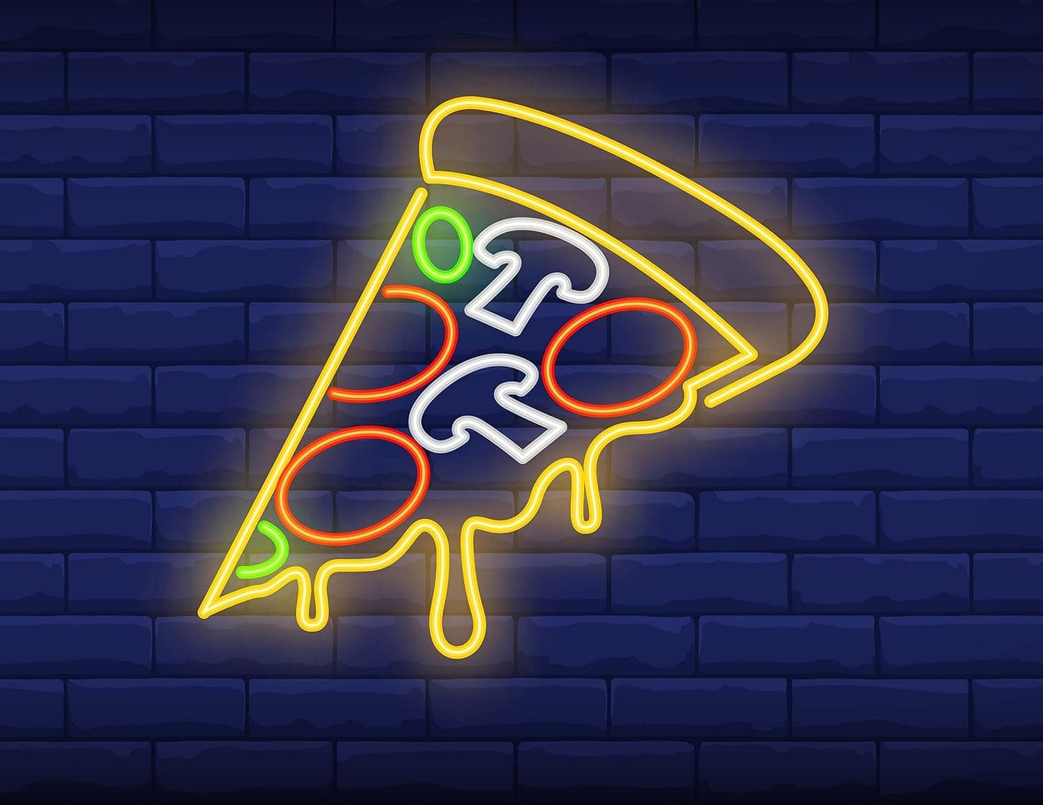 FireFly Home and Décor Designer Neon LED Signage Wall Light Hanging Decoration for Kids Room, Living Room, Special Occasion and Holidays 12V Power Supply - Pizza 18 x 16(LED Pizza 18 x 16)