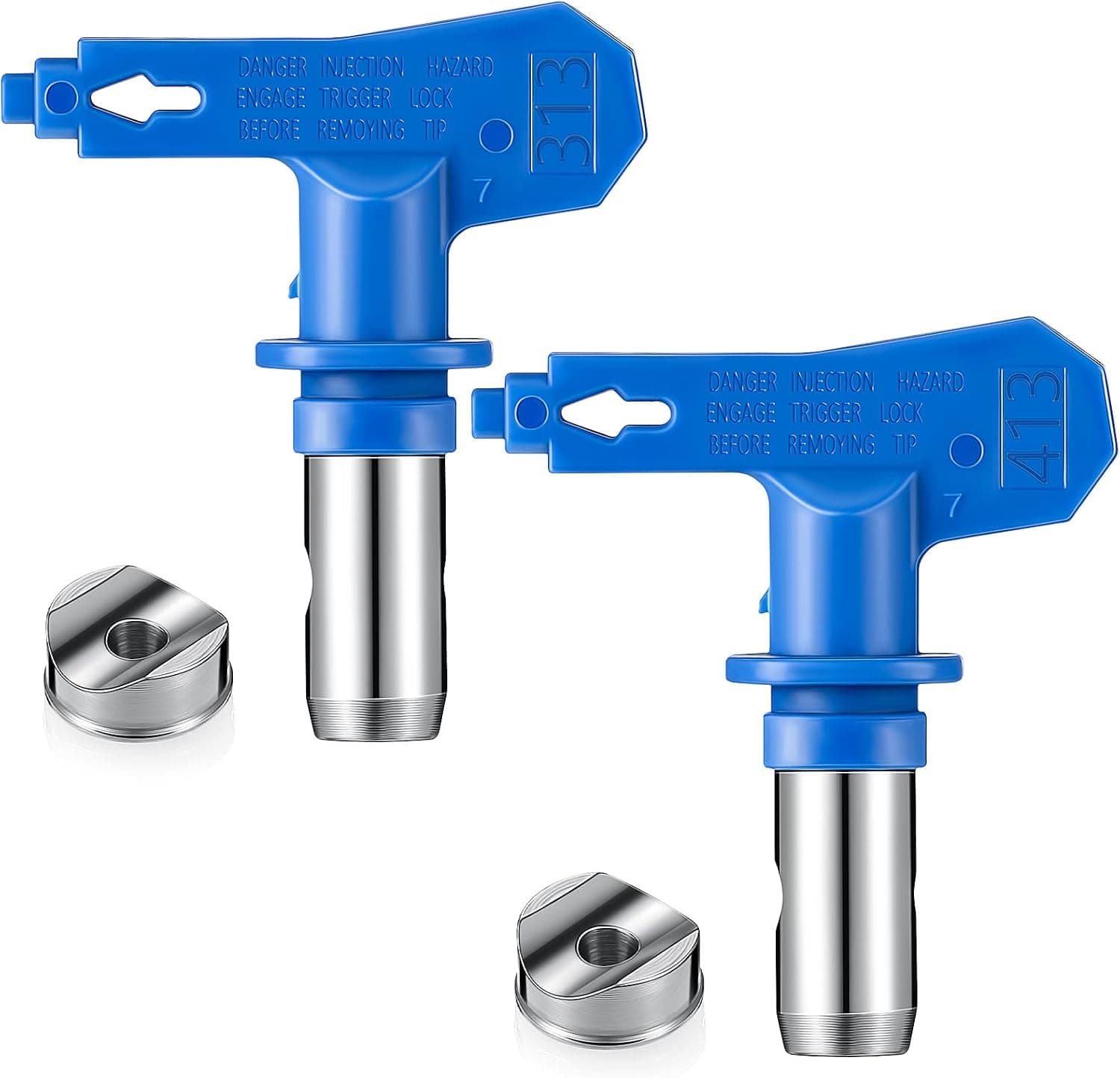 Reversible Spray Tip Nozzles Paint Spray Tips Airless Sprayer Nozzles Airless Sprayer Spraying Machine Parts in Blue for Homes Buildings Decks or Fences（2 Pieces, 313, 413）