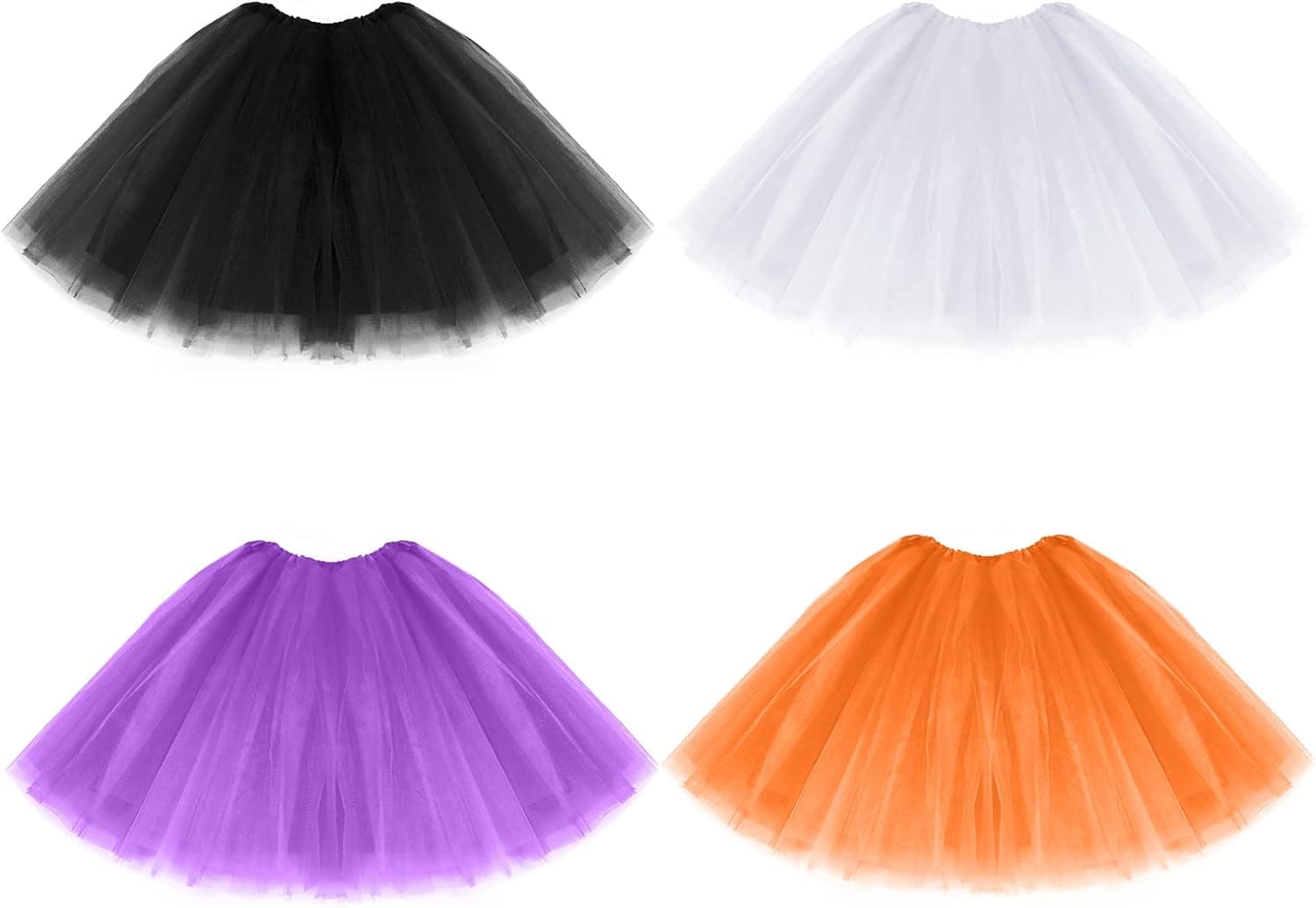 4Pack Women's Tutu Skirts Classic 4 Layered Ballet Dance Runner Tuller Tutu Skirt for 80s Halloween Birthday Party Costume