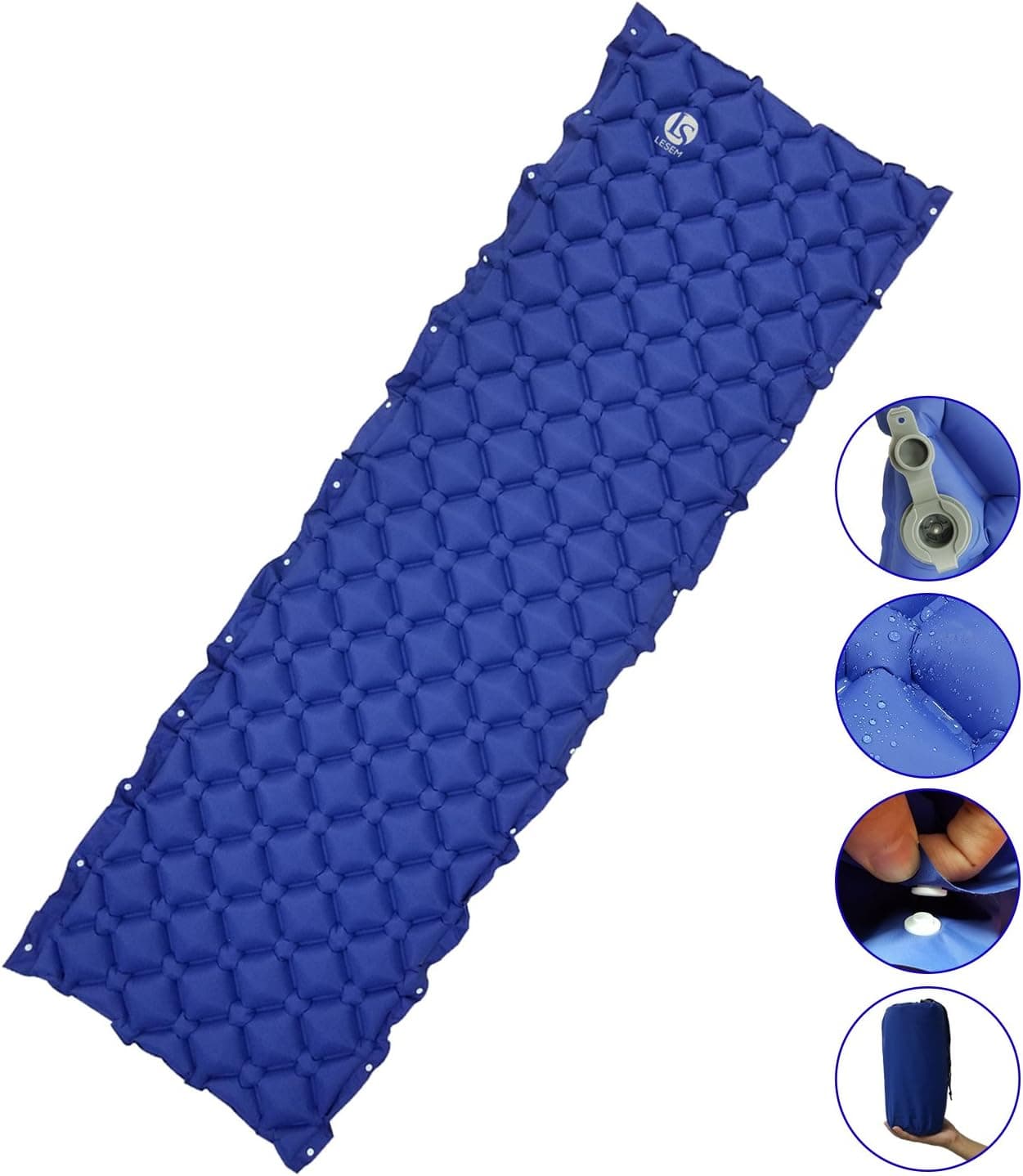 LESEM Ultralight Sleeping Pad, Inflatable Camping Mat for Backpacking,Traveling and Hiking, Lightweight Portable Air Pad