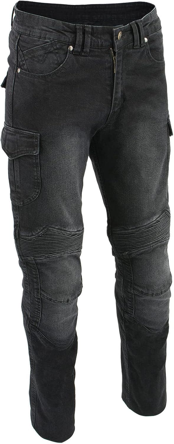 Milwaukee Leather MDM5011 Men's Black Armored Straight Cut Denim Jeans Reinforced with Aramid by DuPont Fibers