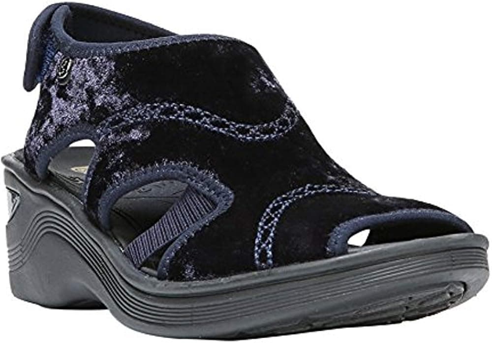 BZees Drama Womens Wedge Sandals (10 US (Wide), Blue Velvet)