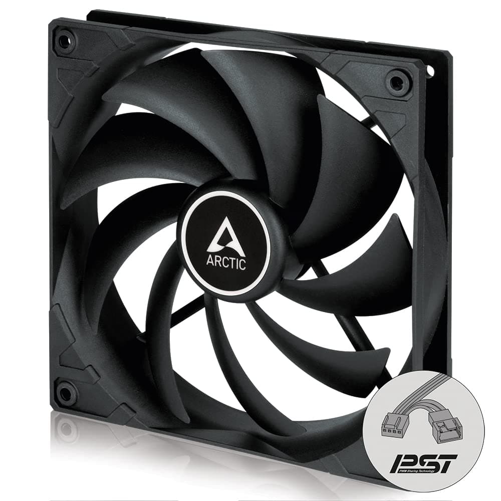 ARCTIC F14 PWM PST CO - 140 mm Case Fan with PWM Sharing Technology (PST), Dual Ball Bearing for Continuous Operation, Quiet, Computer, 200-1350 RPM - Black