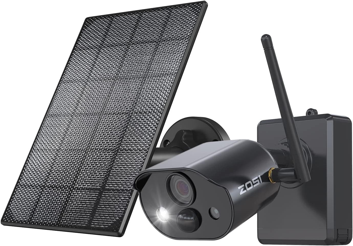 ZOSI C306 Pro 2K Wireless Battery Powered Security Camera Outdoor with Solar Panel, Color Night Vision, 2-Way Talk, PIR Smart Detection, Spotlight & Siren Alarm, Cloud/SD Card Storage(No SD Card