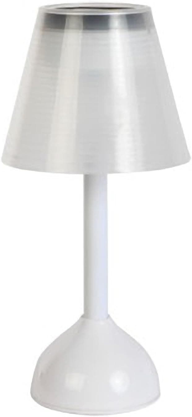 Set of 3 Solar Powered Outdoor Table Lamps - White with White Shades - Each Measures 7 3/4 Inches Tall