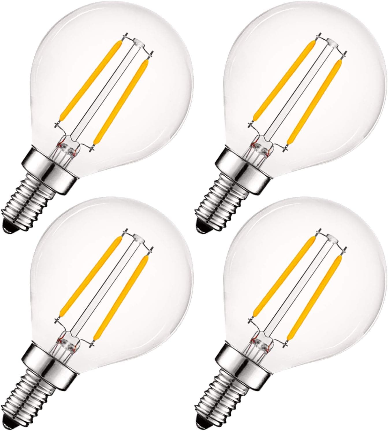 LUXRITE 4W Vintage G16.5 LED Globe Light Bulbs Dimmable, 2700K Warm White, 400 Lumens, E12 LED Bulb 40W Equivalent, Clear Glass, Edison Filament LED Candelabra Bulb, UL Listed (4 Pack)
