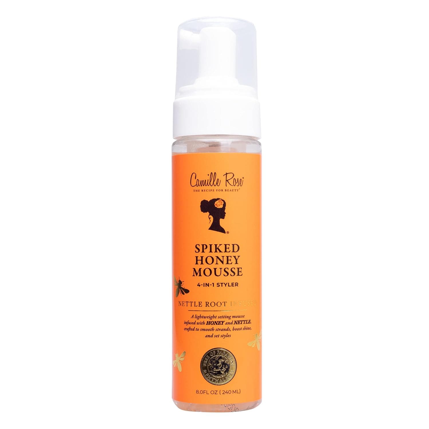 Camille Rose Spiked Honey Mousse 4-in-1 Hair Styler to Define Curls and Hold Styles Into Place while Nourishing and Adding Shine | With Honey and Nettle Root