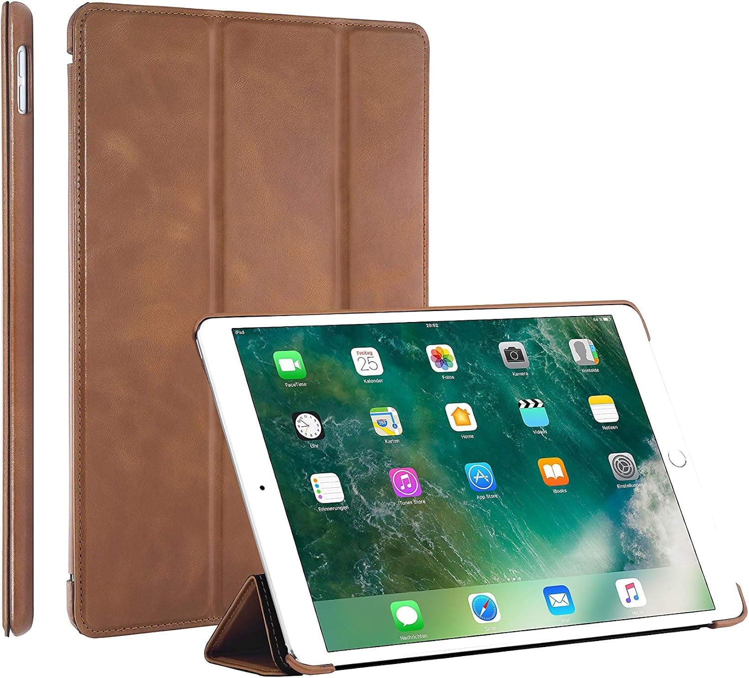 StilGut iPad 10.5 Case, Leather Flip Cover with Stand Function and Auto Sleep Wake Feature for Apple iPad Pro 10.5 Inch, Cognac Brown