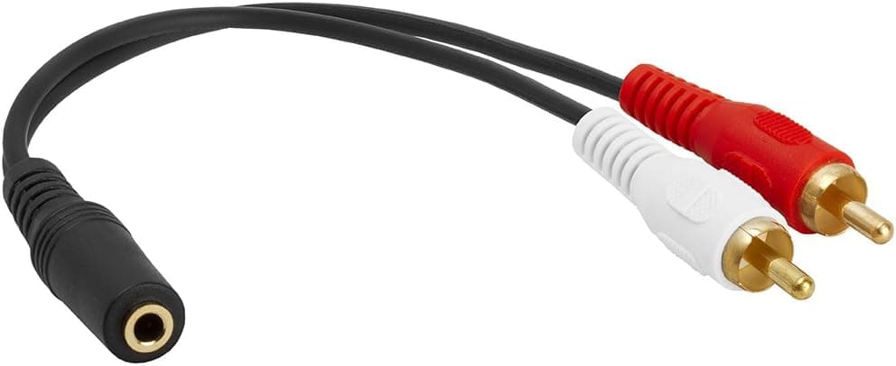 Cmple - 3.5mm Female to 2 RCA Male Stereo Audio Y Cable Adapter for TV, Smartphones, MP3 Players, Tablets, Speakers - Mini Plug Headphone Splitter - 6 Inch