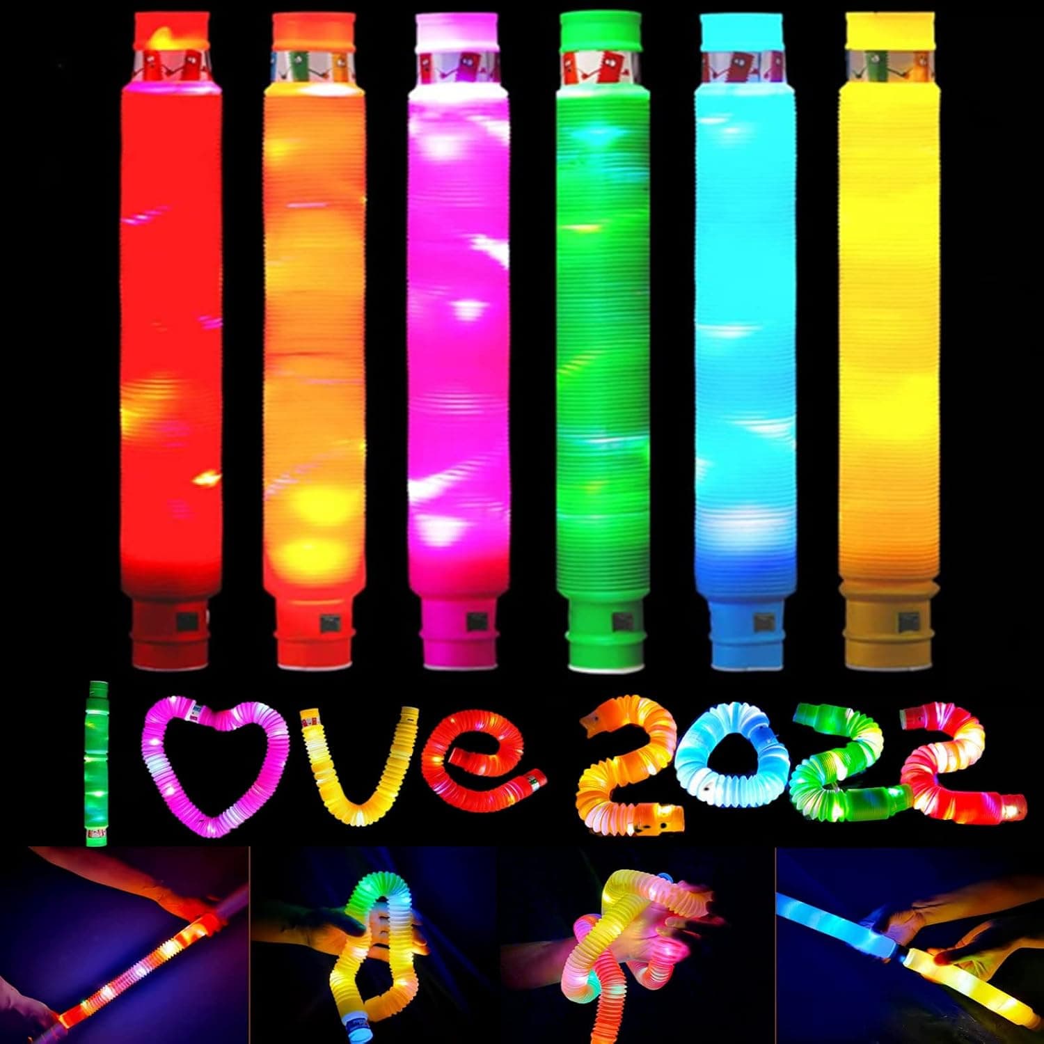 EdenEdges Party Favors Light-up Pop Tube for Kids Sensory Fidget Toys Pop Pipe (6)