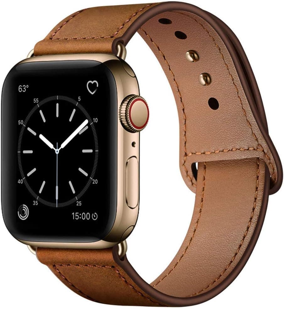 YALOCEA Compatible with iWatch Band 42mm 44mm, Genuine Leather Band Replacement Strap Compatible with Apple Watch Series 4 Series 3 Series 2 Series 1 42mm 44mm, Retro Brown