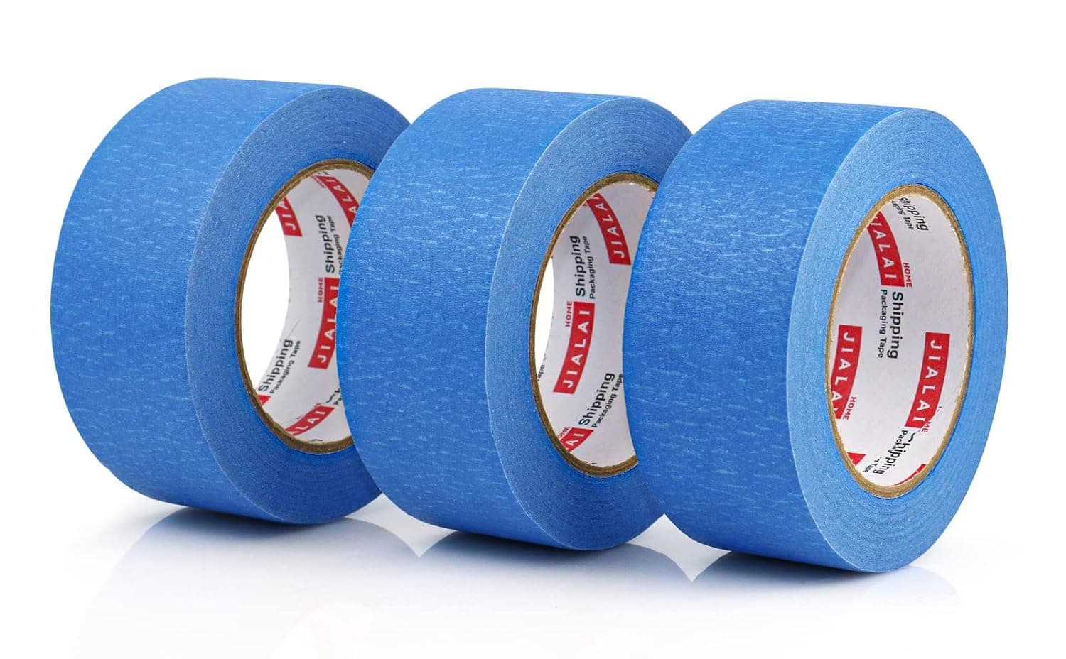 JIALAI HOME 3 Pack Blue Painters Tape 1.88 Inches x 60 Yards, Premium Crepe Paper Masking Tape for Painting, Crafts and DIY - Professional Grade Paint Tape, No Residue and Easy Removal