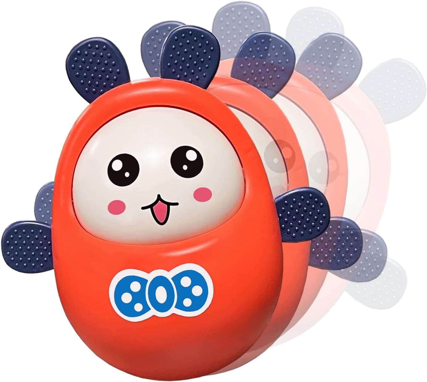 Serdios Musical Wobbler Toy,Roly-Poly Tumbler Toy,Tummy Time Toy,Sensory Toy for Baby 3-12 Months，Red
