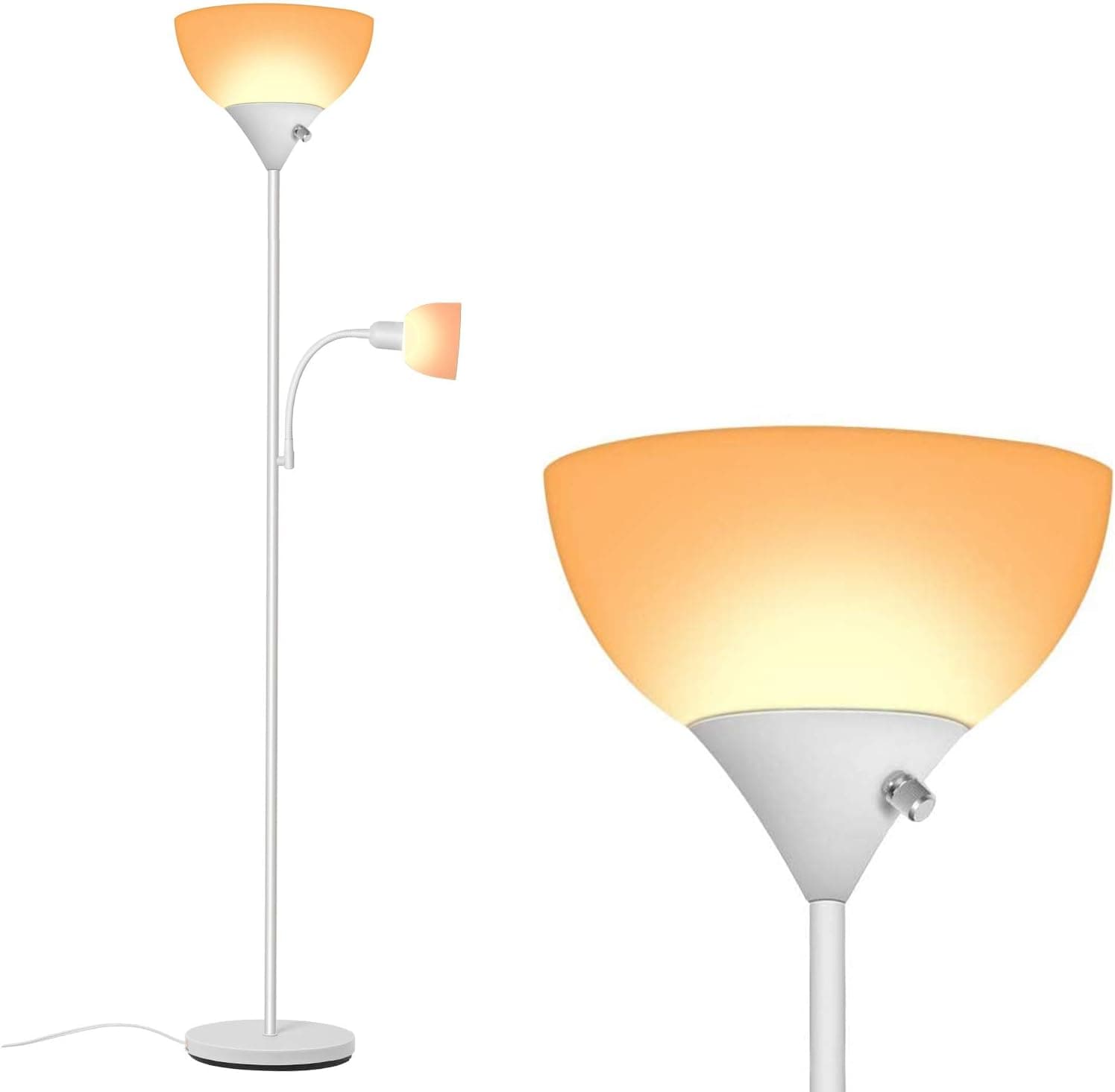 SUNLLIPE Standing Lamp - Torchiere Floor Lamps, 3000K Eye-Caring, 9W+4W LED Energy Saving, with Adjustable Reading Lamp, Floor Lamps for Living Room, Office, Lamps for Kids, Bedroom