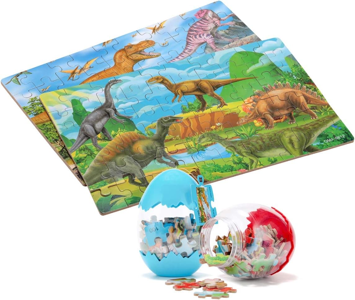 Puzzles Dinosaurs Toys for Kids Ages 3-8,60 Pieces Wooden Puzzle Dino Toy Boys Girls Gift（Ship 1 Puzzle Color by Random）