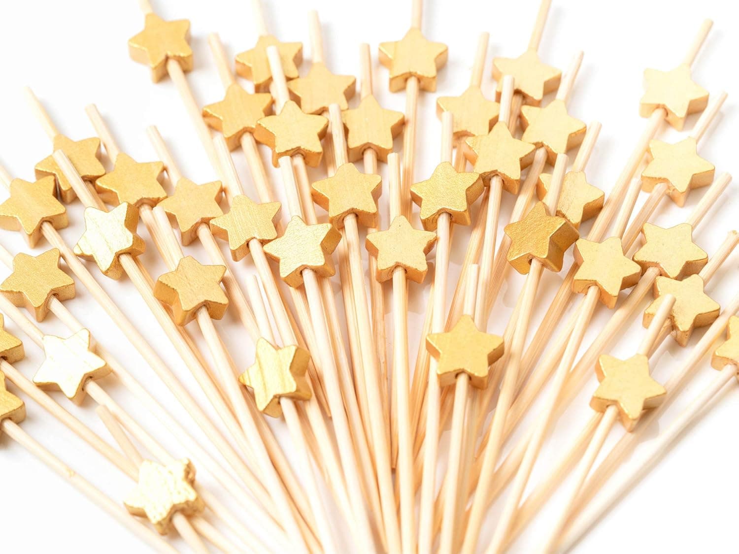 Cocktail Picks 100 Counts Handmade Sticks Wooden Toothpicks Cocktail Sticks Party Supplies - Matt Gold Star
