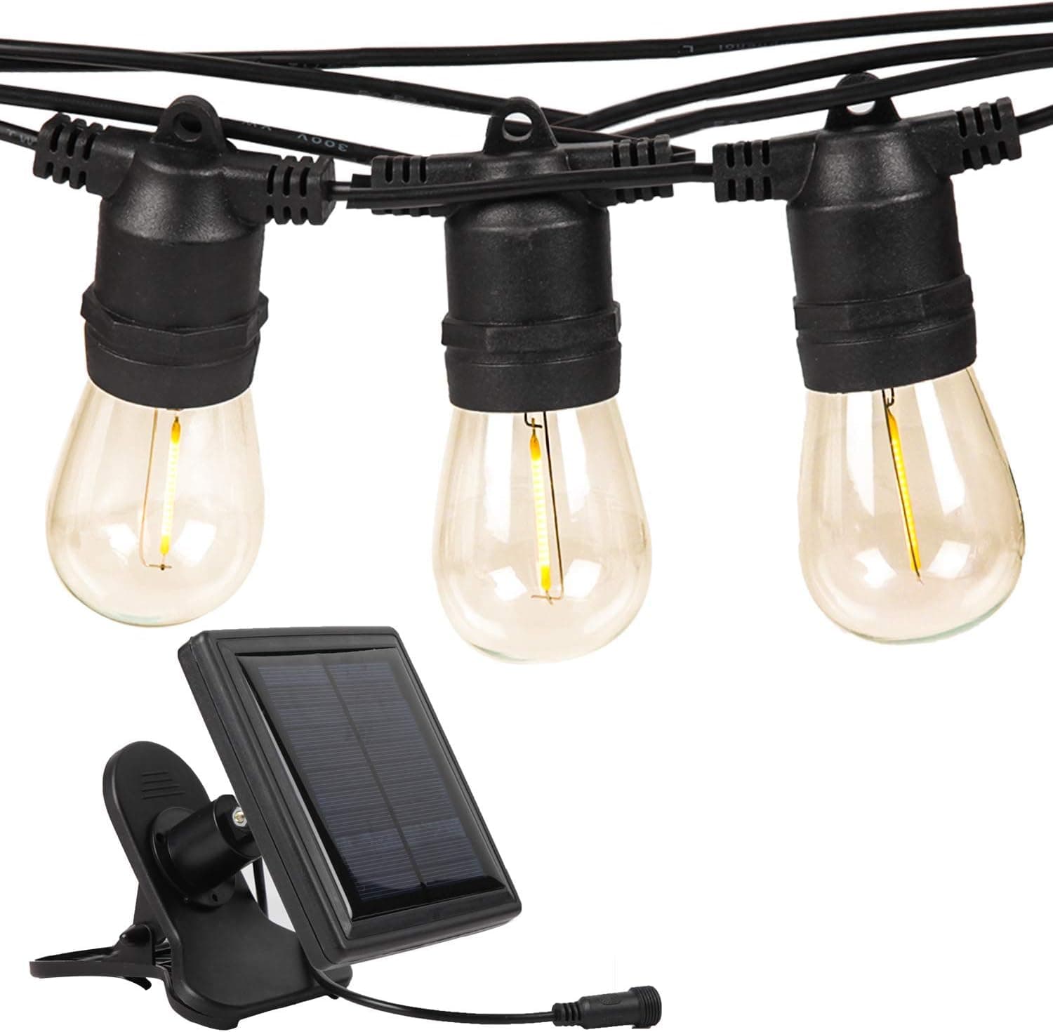 Waterproof Solar Globe Bulbs String Lights 25Ft G40 Outdoor/Indoor Commercial Solar String Lights Patio Lights with 10 Hanging Socket Hanging for Patio,Backyard,Garden,Bistro,Cafe,Party