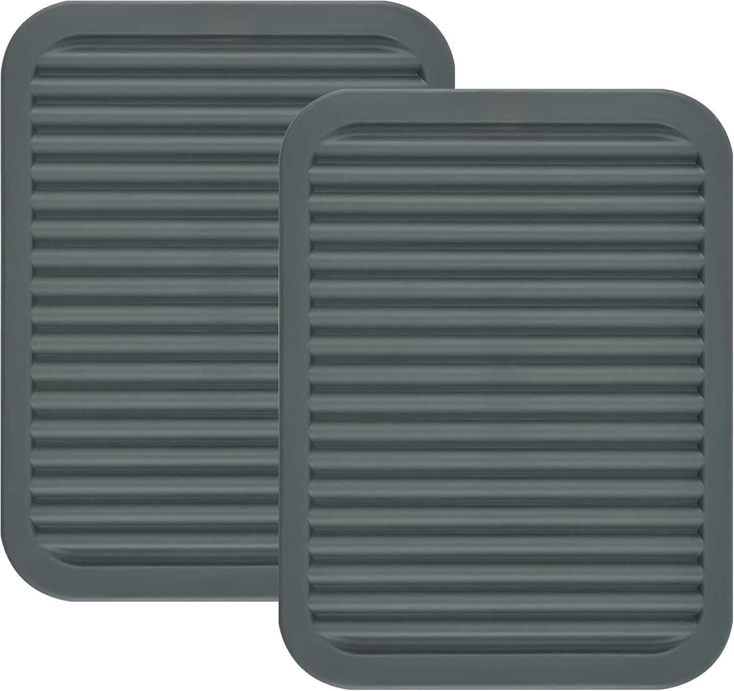 Silicone Trivets for Hot Pots and Hot Pans, Silicone Trivets Mat Set, Hot Pads, Silicone Hot Mats, Heat Resistant Placements, Small Dish Drying Mat, Grey Trivets, Rectangular Trivets Set of 2s