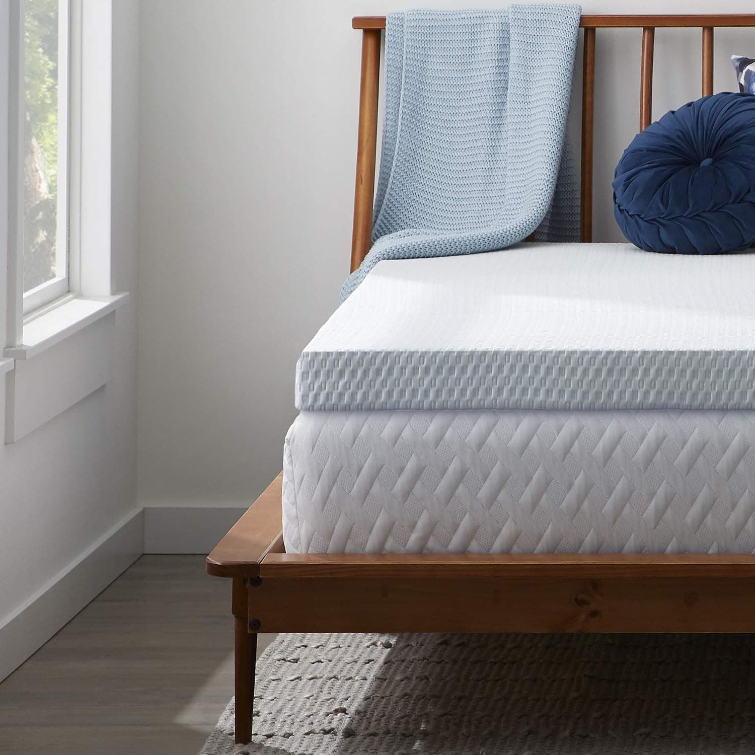 Lucid 4 Inch Mattress Topper Cover Queen – Cover For Mattress Topper - Mattress Topper Cover with Zipper – Twin Mattress Cover - Cover Only,White