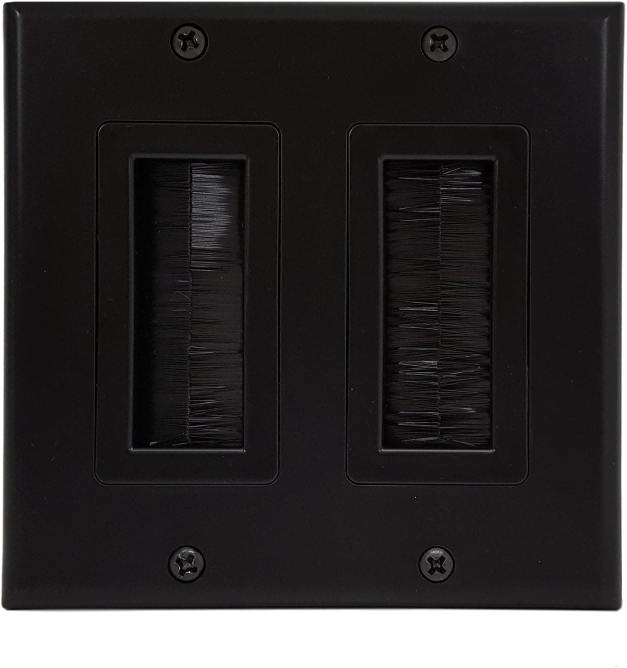 iMBAPrice® Black Dual Gang Decora Brush Wall Plate - Two Gang Wall Plate with Brush Bristles