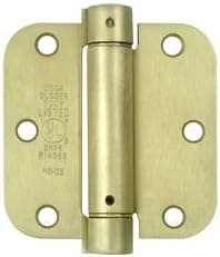 (Pack of 2) Satin Brass 3.5 Inch X 3.5 Inch with 5/8 Radius Spring Door Hinges