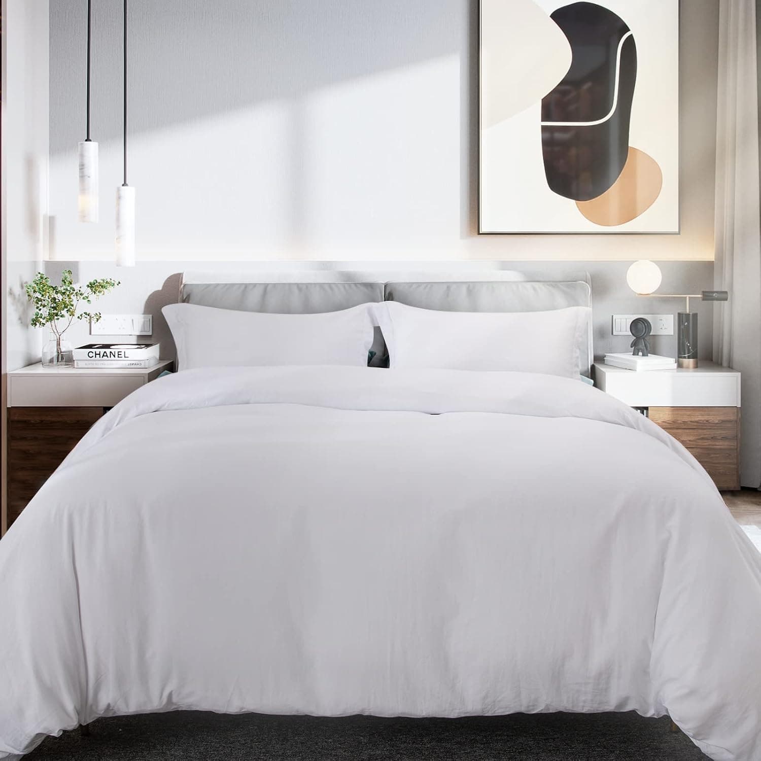 viewstar Duvet Cover 100% Brushed Ultra Soft King Size White Duvet Covers Bedding 3 Piece Set-Breathable 1 Comforter Cover with Zipper Closure+2 Pillow Shams- (No Comforter)