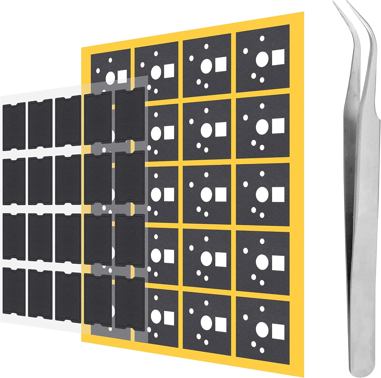 HONKID Switch Films and Keyboard Switch Pads with Tweezers for Mechanical Keyboard Switches,0.2mm Poron Soft Switch Film and Keyboard Switches Muffler Pad Anti-Static Poron Material