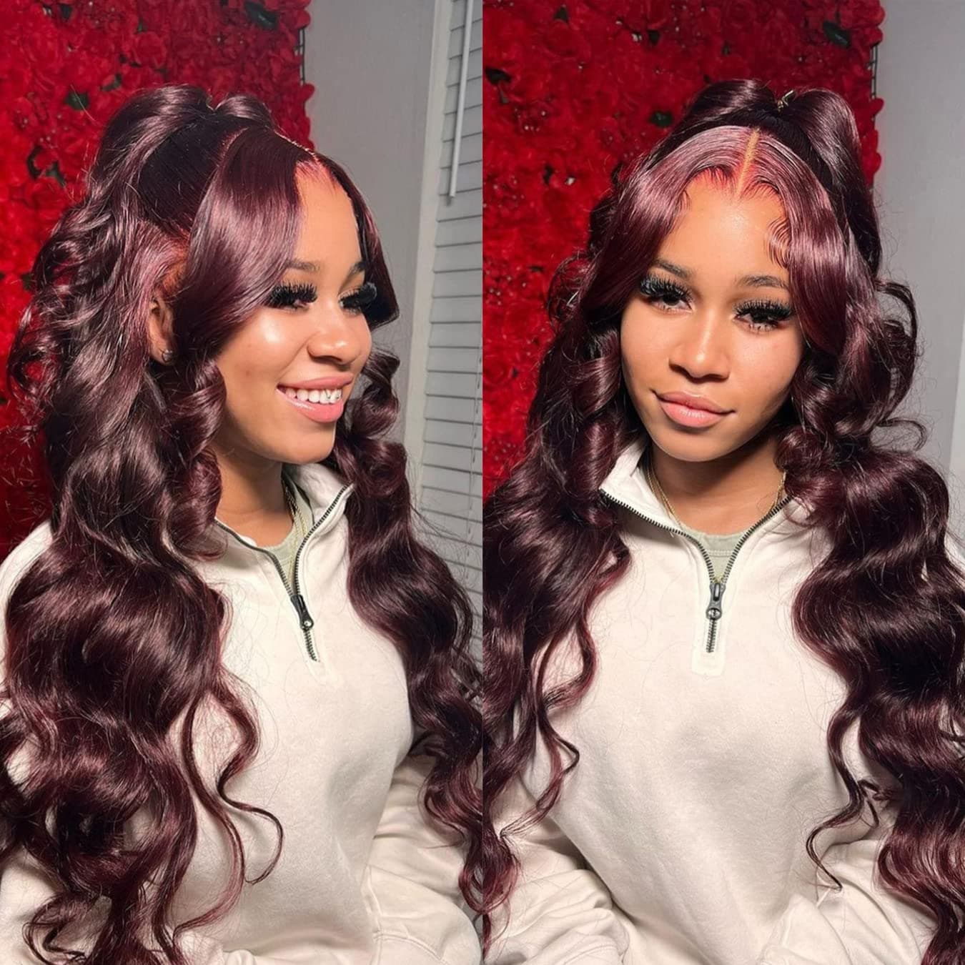 ALAAYA 13x4 Red Body Wave Lace Front Wigs Human Hair Pre Plucked, 99J 13x4 Body Wave HD Lace Front Wigs Human Hair for Women, 13x4 Burgundy Lace Frontal Wigs Human Hair with Baby Hair 16 Inch