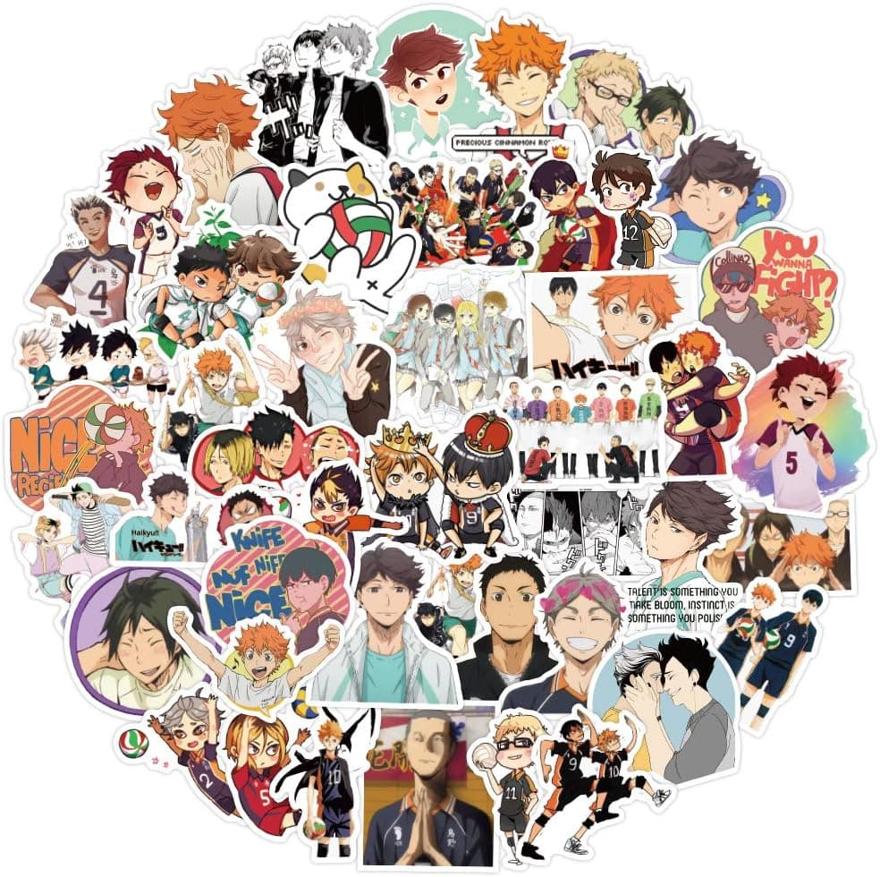 Anime Haikyū Stickers 102 PCS Kid Teen and Adult Vinyl Decal Waterproof Water Bottle Sticker Variety for Skateboard Car Motorcycle Bicycle Luggage Decal Graffiti Patches