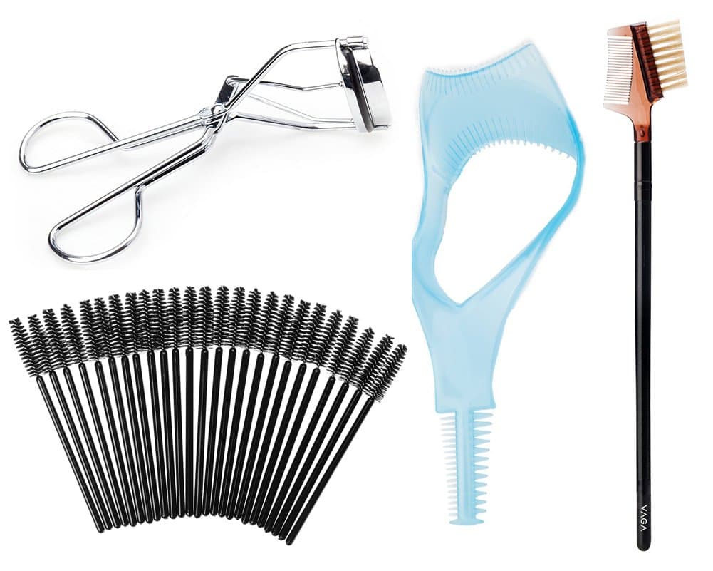 Premium Quality Complete Makeup Make Up Set Kit of Mascara Brushes And Applicator/Guide, Eyelash Curler/Curling Tool And Lashes Brows Comb With Brush By VAGA
