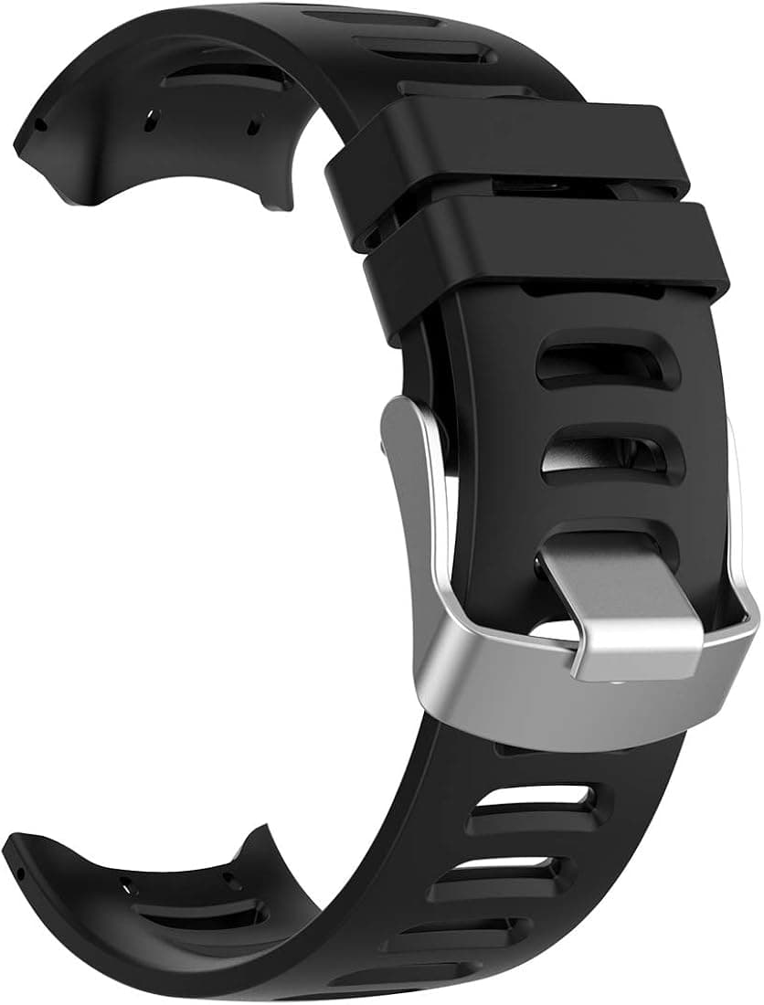 Compatible For Garmin Forerunner 610 Replacement Band, AWADUO Replacement Silicone Wrist Band Strap For Garmin Forerunner 610 GPS Watch, Soft And Durable (Silicone Black)