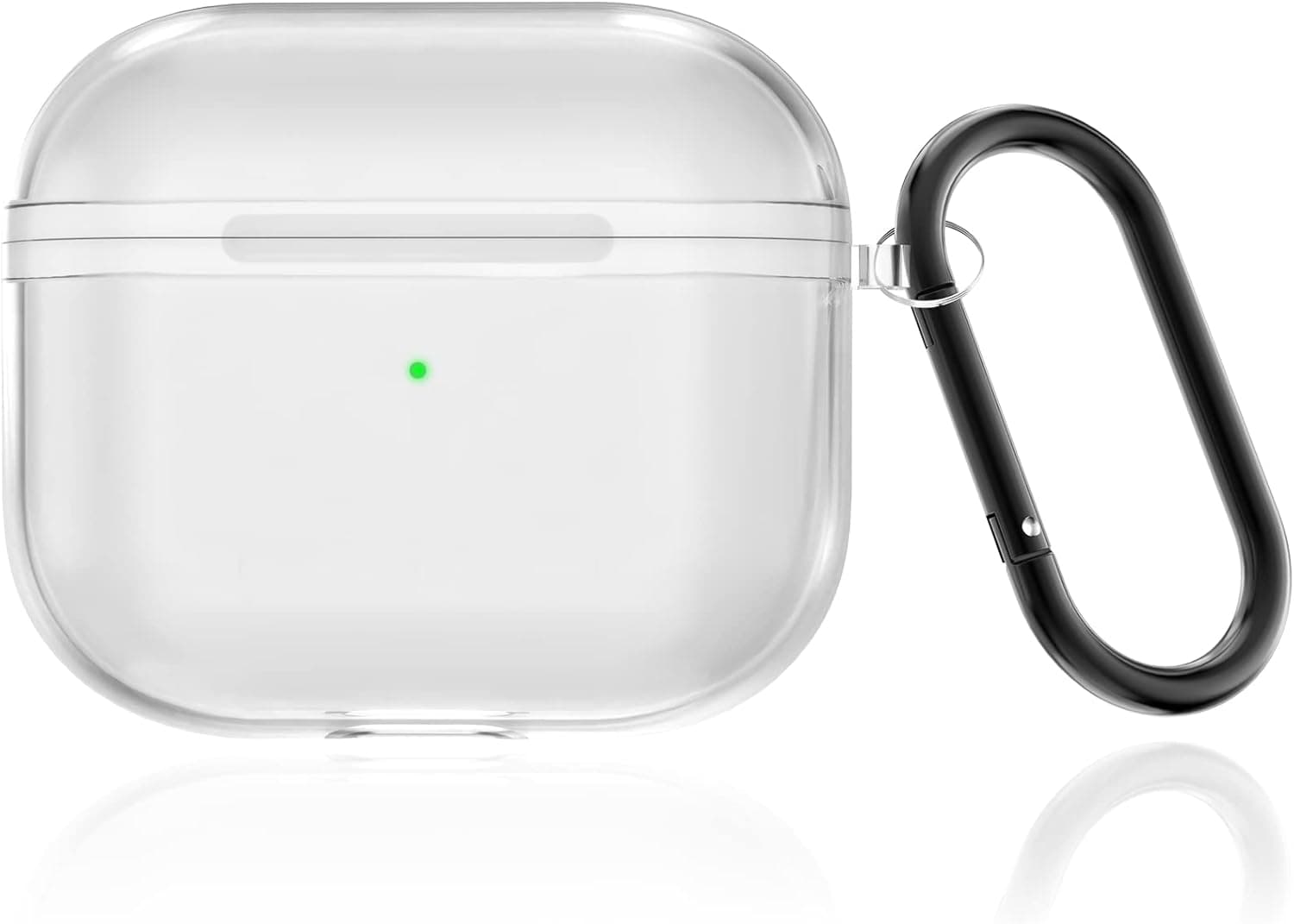 Geekboy Soft TPU Case Cover Compatible for AirPods 3 (2021) with Keychain Portable Shockproof and Dustproof See-Through Protective Cover, Front LED Visible, AirPods 3 Accessories - Clear