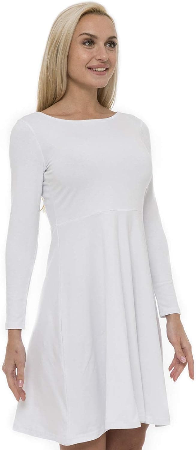 Lunarable Women's Long Sleeve Arrows Skater Dress A-Line Knee Length Retro Triangle Arrangement