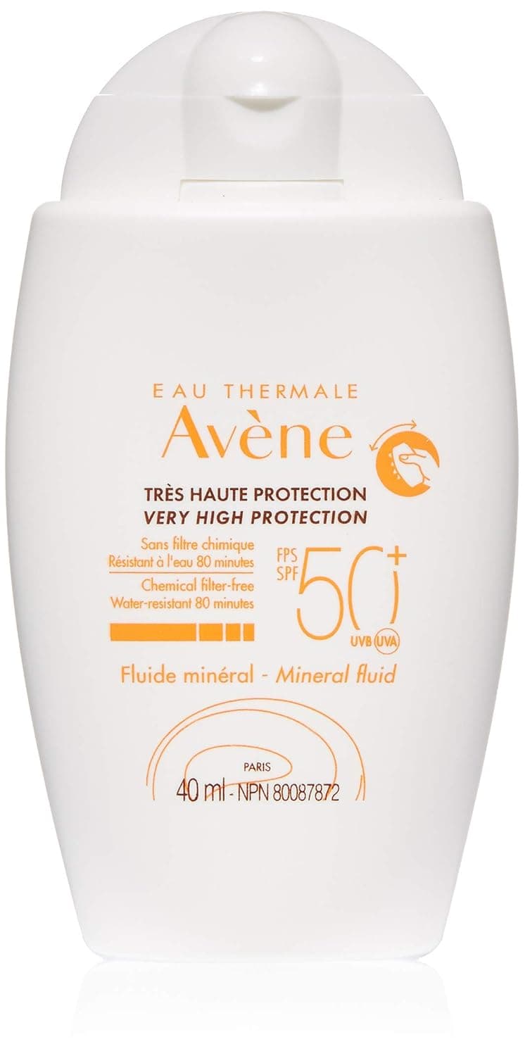 Eau Thermale Avene Mineral Fluid Sunscreen, Broad Spectrum SPF 50+, Water Resistant, Non-Greasy, 1.3 oz.