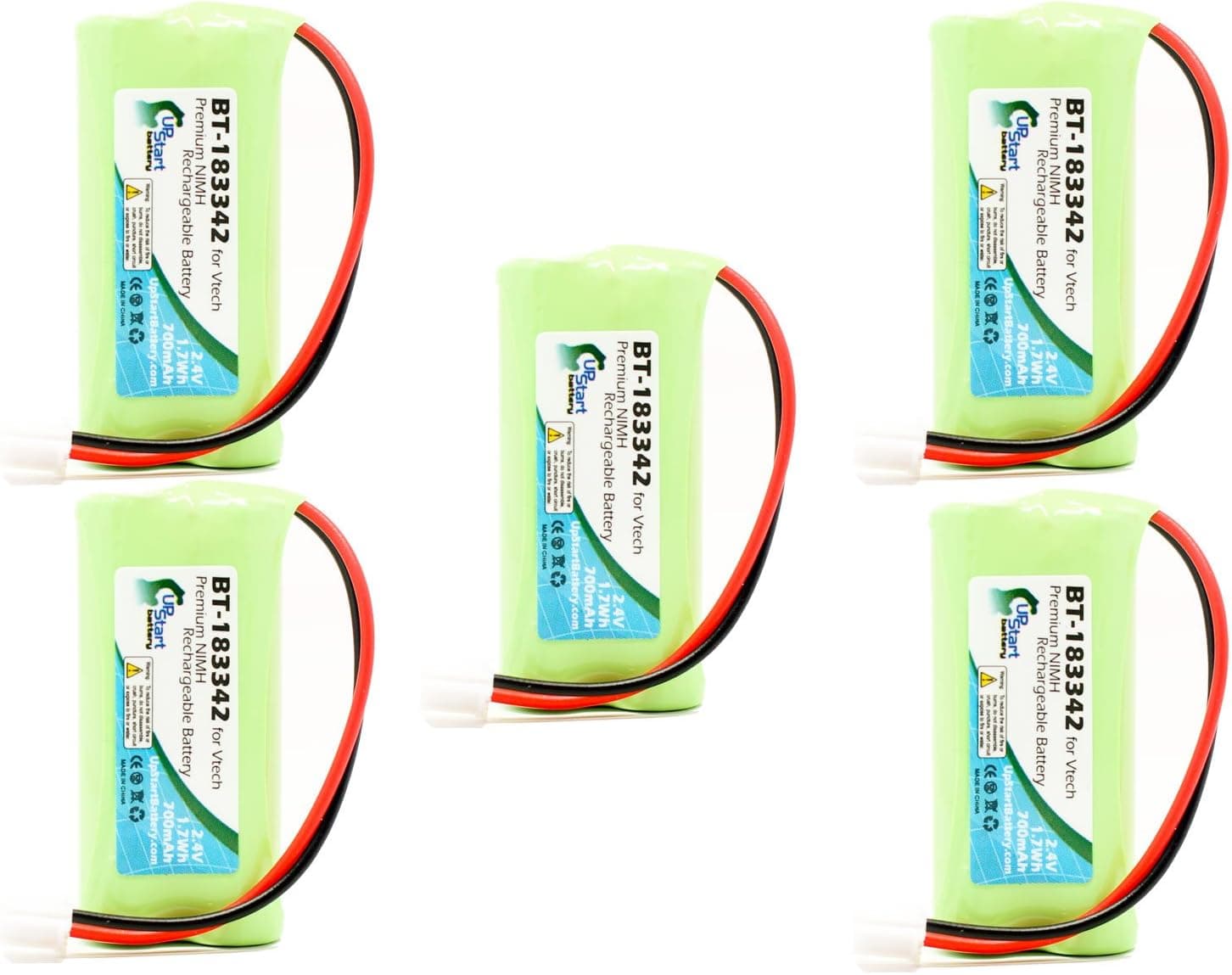 5 Pack - Replacement for AT&T BT8001 Battery - Compatible with AT&T Cordless Phone Battery (700mAh 2.4V NI-MH)