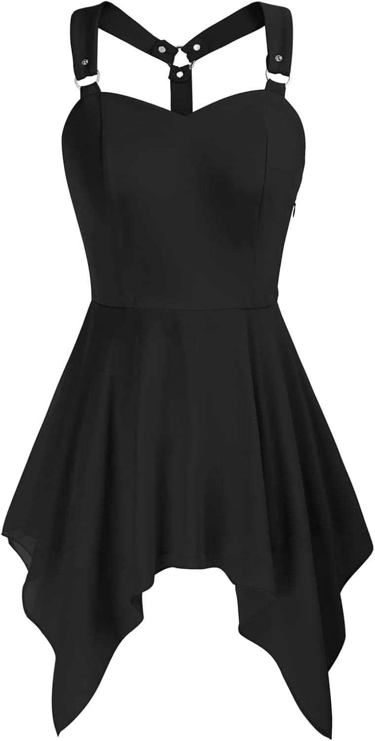Women Goth Tank Top Flowy Racerback Tank Tops Chiffon Sleeveless Camisole