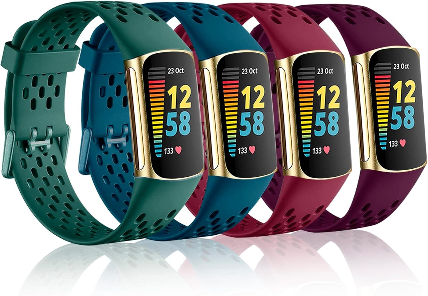 surundo for Fitbit-Charge-5-Bands for Women Men, Breathable Sport Band Soft Silicone Waterproof Replacement Wristbands Strap for Fitbit Charge 5 Advanced Fitness Health/Tracker