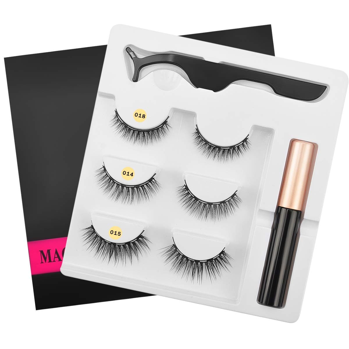 Magnetic Eyelashes with Eyeliner - 3 pairs Reusable Natural Look Kiss Magnetic Eyelashes kit
