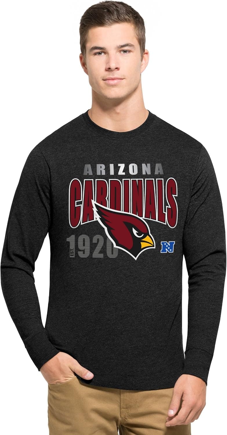'47 NFL Arizona Cardinals Men's Club Long Sleeve Tee, X-Large, Jet Black