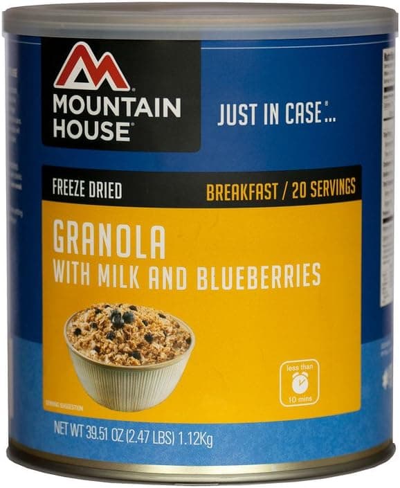 Mountain House Granola with Milk & Blueberries | Freeze Dried Backpacking & Camping Food