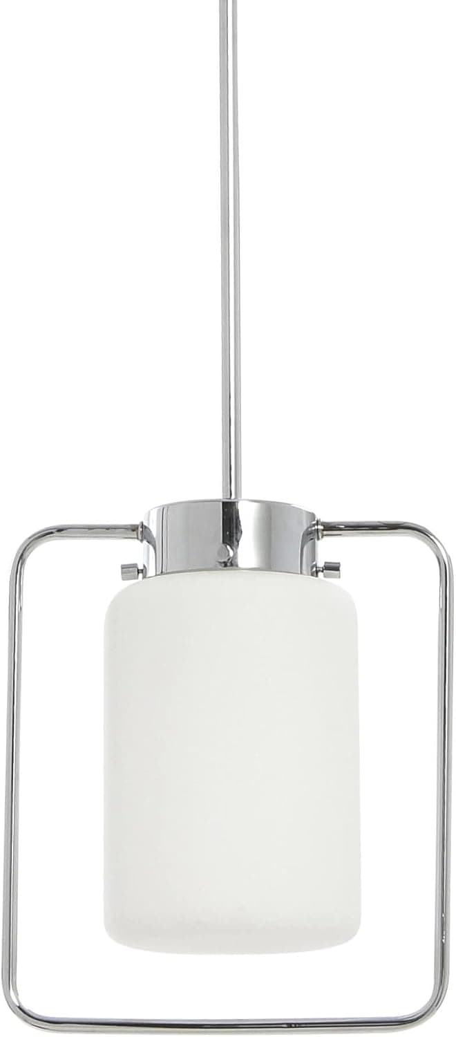 Robert Stevenson Lighting Ezra - Metal and Frosted Glass Convertible Flush Mount/Pendant Ceiling Light, Chrome