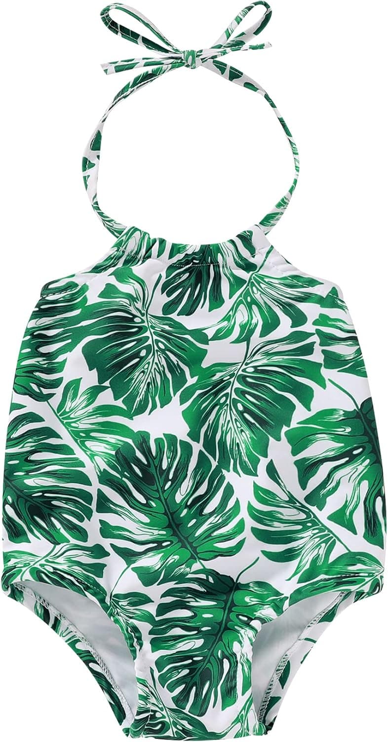 Mini honey Infant Toddler Baby Girls One Piece Swimsuit Pineapple Printed Backless Halter Swimwear Beach