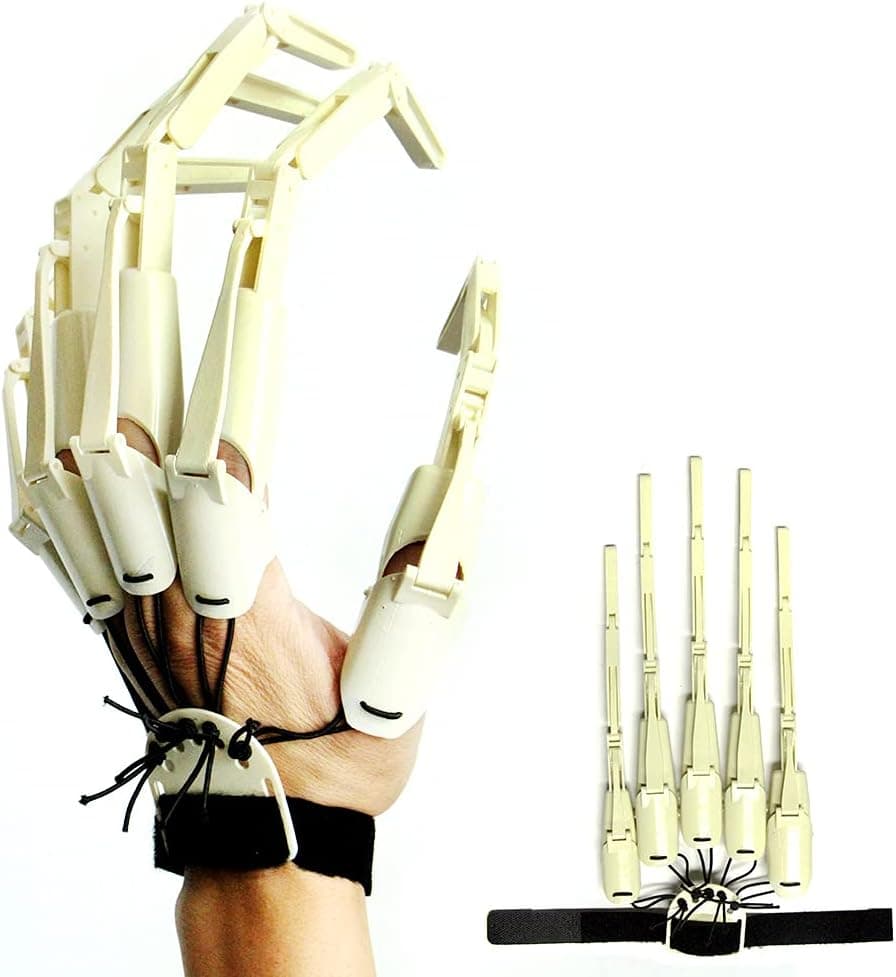 Articulated Finger Extensions,Cosplay Witch Ghost Gloves Claws Extender Wearable Skeleton Hand(1Pair-White)