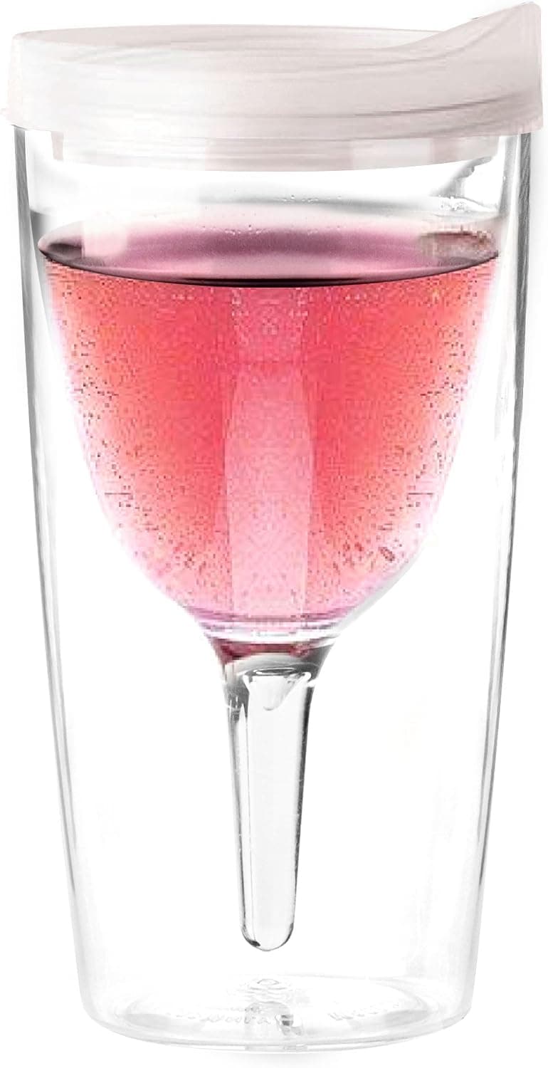 Asobu Vino2Go Double Wall Insulated Wine Tumbler, White