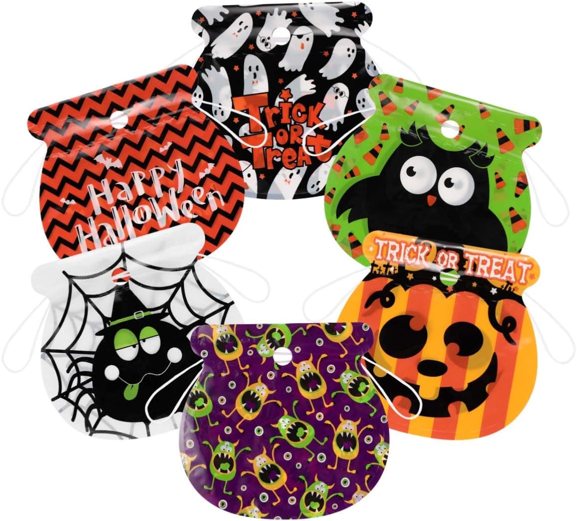 Amosfun Halloween Drawstring Goody Bags Trick or Treating Bags Gift Candy bags for Kids Halloween Party Supplies