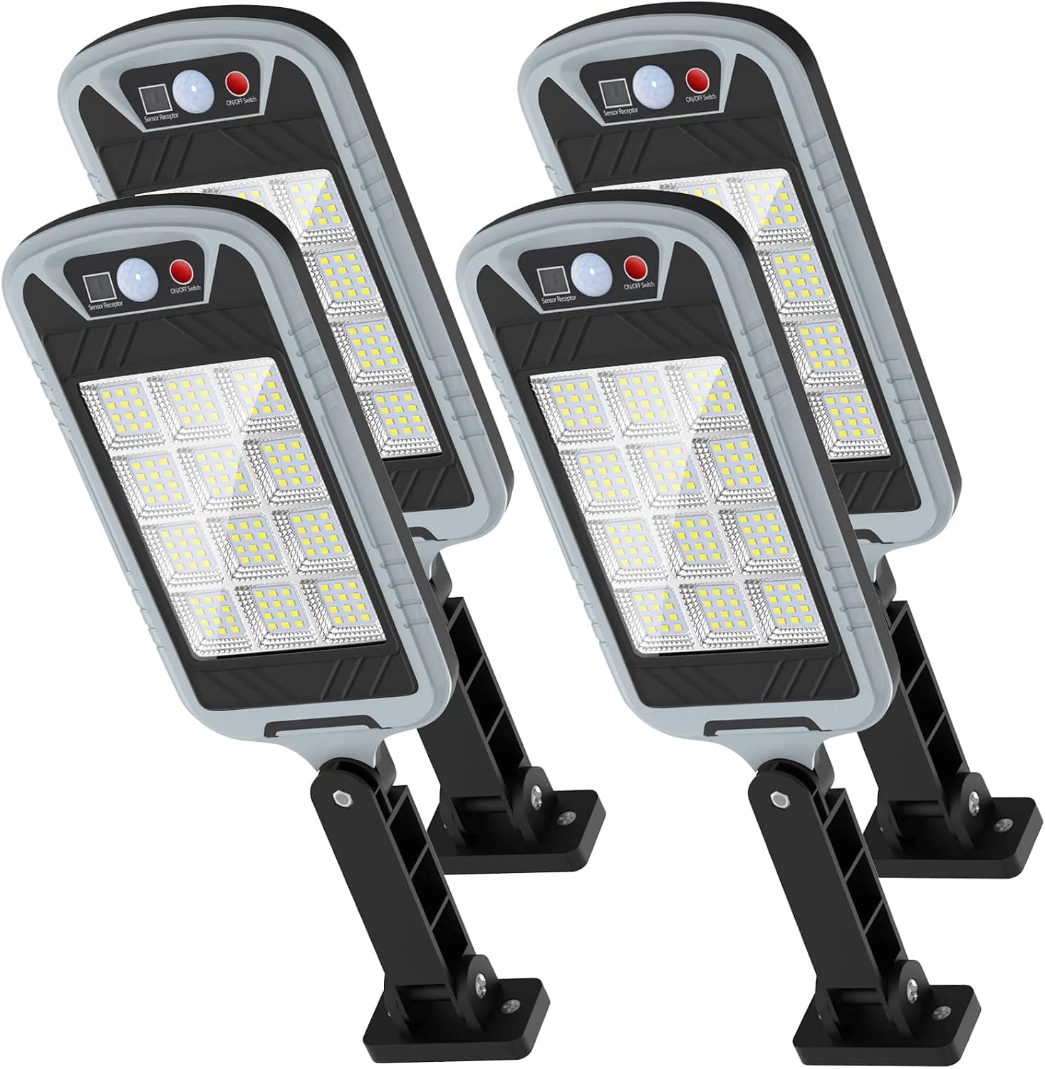 OKPRO S-144XM Solar Lights Outdoor, 6000LM Solar Flood Light Dusk to Dawn, Solar Powered Outdoor Lights with Security Motion Sensor, IP66 Solar Lights Outdoor Waterproof with Remote Control (4 Packs)