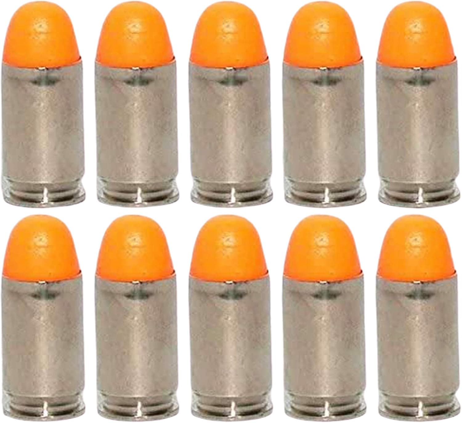 ST Action Pro Pack Of 10 Inert .45 ACP Automatic Colt Pistol Orange Safety Trainer Cartridge Dummy Ammunition Ammo Shell Rounds with Nickel Case
