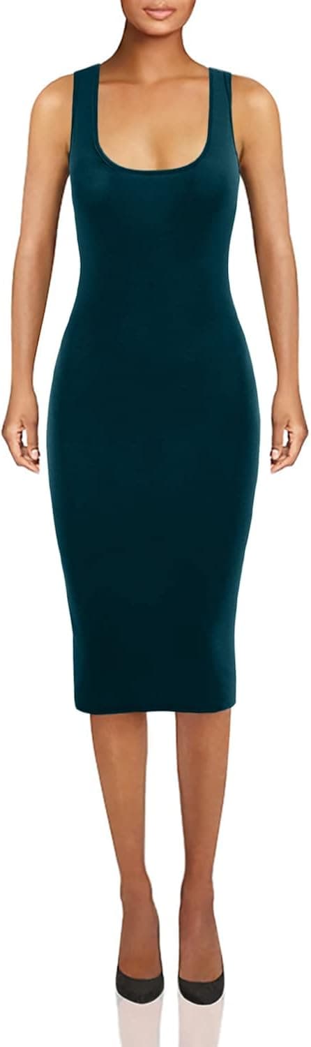 AMORE ALLFY Women's Bodycon Scoop Back Tank Top Dress