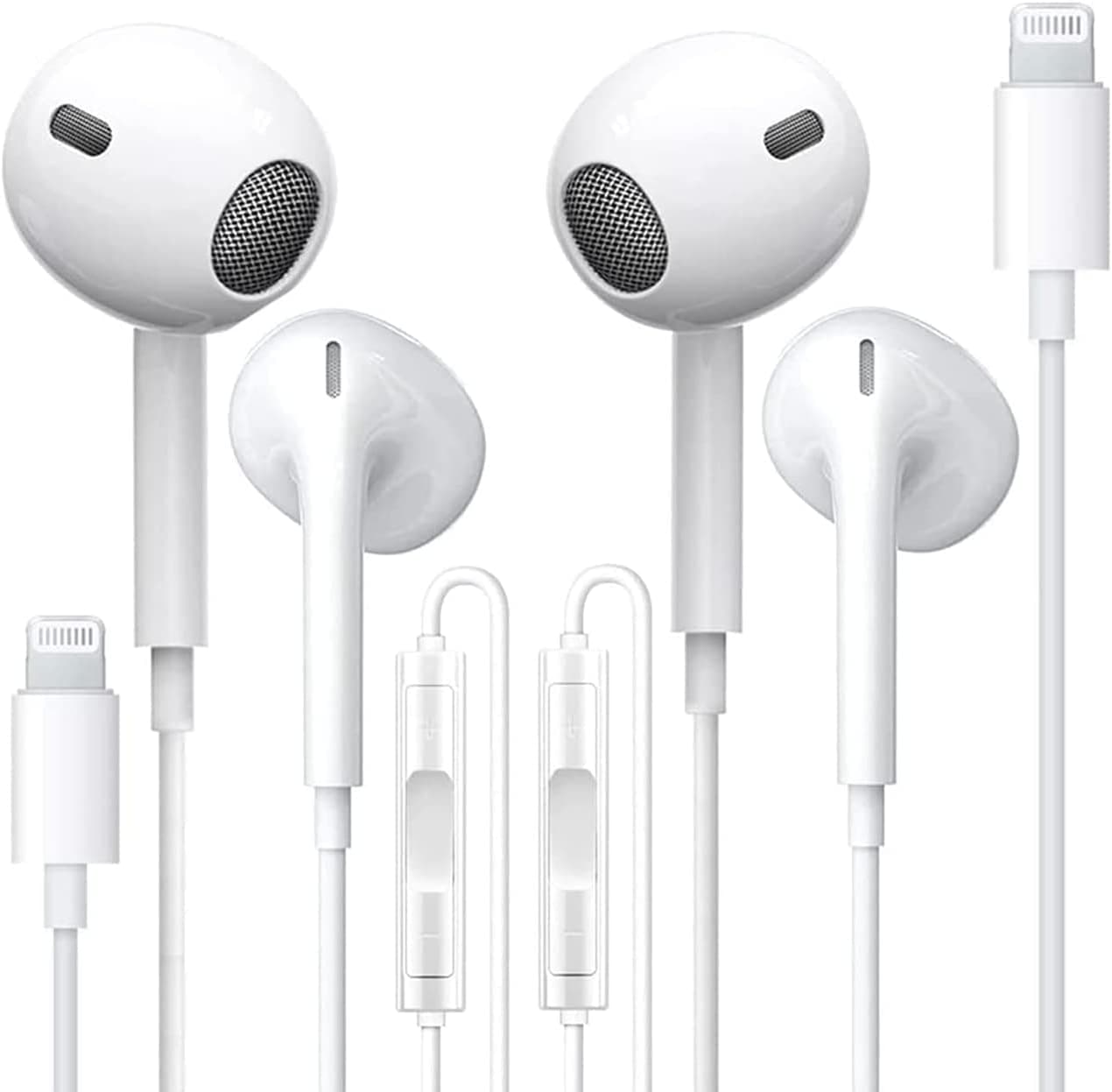 iPhone Earbuds Wired Lightning Headphone【Apple MFi Certified】 Earphone with Lightning Connector Built-in Microphone and Volume Control Perfectly Compatible with iPhone 13/12/11/X/XR/X/8/7 Plus-2Pack