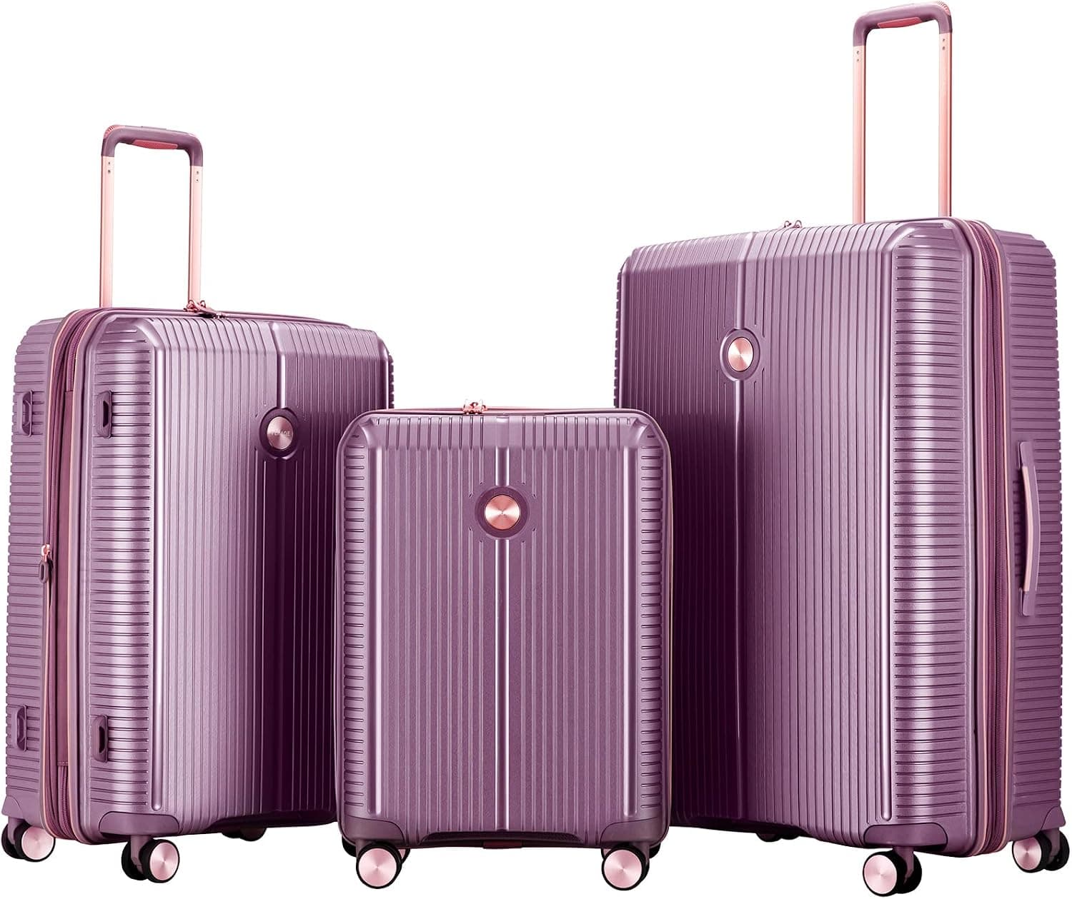 VERAGE 3 piece Luggage Sets,Expandable Hardside Suitcase with Spinner Wheels Luggage for Travel,TSA Approved (20/24/28-Inch,Purple)